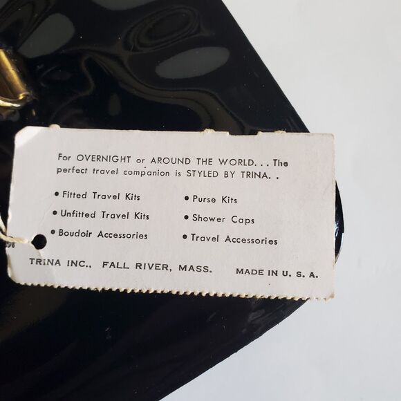 Retro Trina Going Places Vanity/Toiletry Patent Leather Zip Travel Case Mirror - Picture 7 of 16